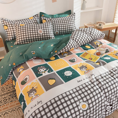 Ensemble de quatre pièces avec housse de couette et drap en coton à l'aloe vera