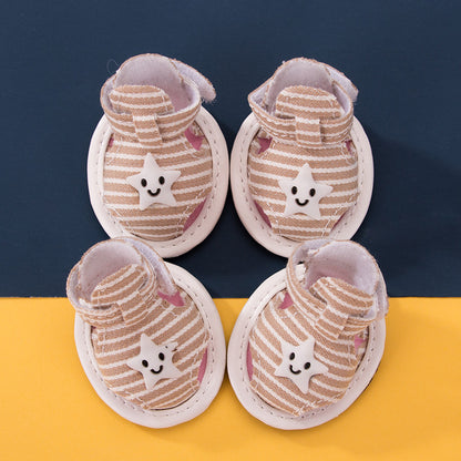 Striped Canvas Dog Summer Sandals Non-slip Breathable Soft Bottom Pet Shoes