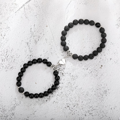 Ett par magnetiska pararmband för kvinnor älskare hjärtavstånd parat hänge naturstenarmband alla hjärtans dag presenter mänsmycken