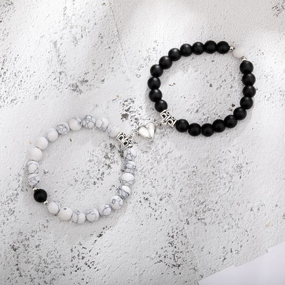 Ett par magnetiska pararmband för kvinnor älskare hjärtavstånd parat hänge naturstenarmband alla hjärtans dag presenter mänsmycken