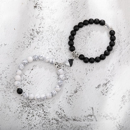Ett par magnetiska pararmband för kvinnor älskare hjärtavstånd parat hänge naturstenarmband alla hjärtans dag presenter mänsmycken