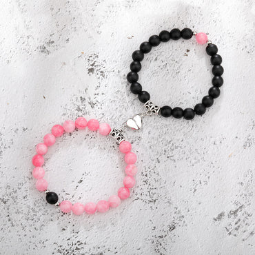 Ett par magnetiska pararmband för kvinnor älskare hjärtavstånd parat hänge naturstenarmband alla hjärtans dag presenter mänsmycken