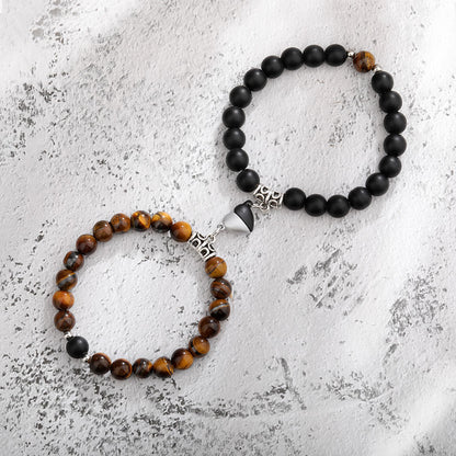 Ett par magnetiska pararmband för kvinnor älskare hjärtavstånd parat hänge naturstenarmband alla hjärtans dag presenter mänsmycken
