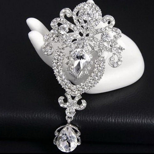 Fashion Crown Crystal Corsage hängande glasbrosch