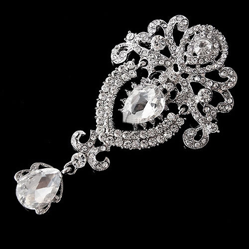 Broche en verre avec pendentif Corsage en cristal, couronne à la mode