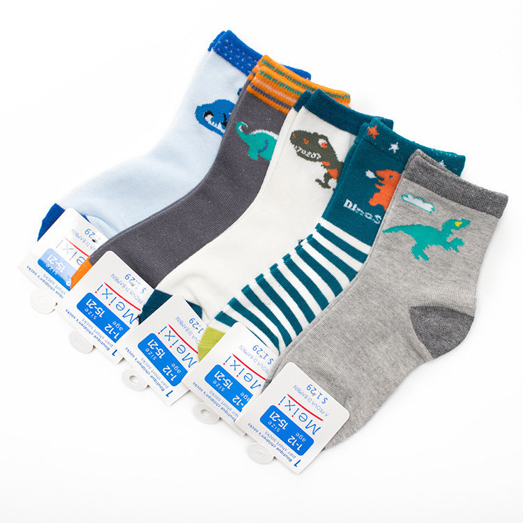 Chaussettes garçon grandes, moyennes et petites chaussettes enfants dinosaure