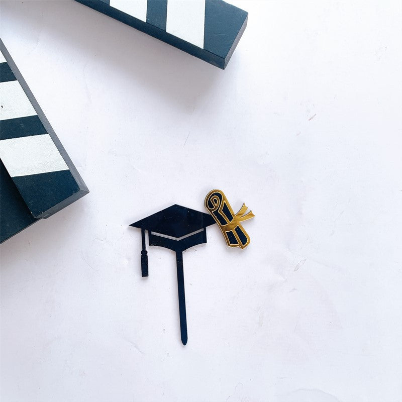 Décoration de gâteau pour fête de remise de diplôme, 1 pièce, chapeaux en lettres acryliques, drapeaux de gâteau, décorations de fête de remise de diplôme pour classe