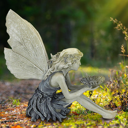 Fairy Sitting Garden Statue Dekoration Resin Crafts Inredningstillbehör Hem Landscaping bakgård gräsmatta dekoration