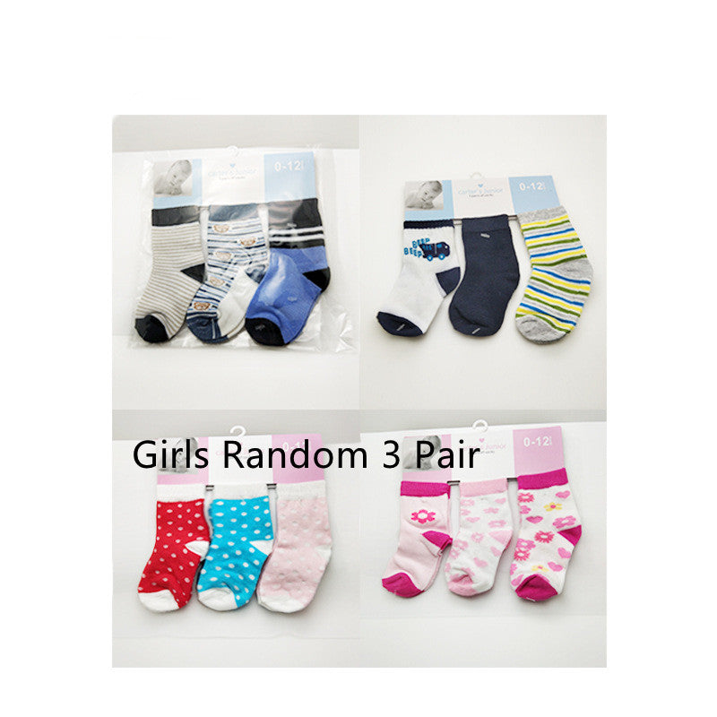 3 Pairs Of Medium Tube Baby Socks, Thin, Breathable Flat Baby Socks