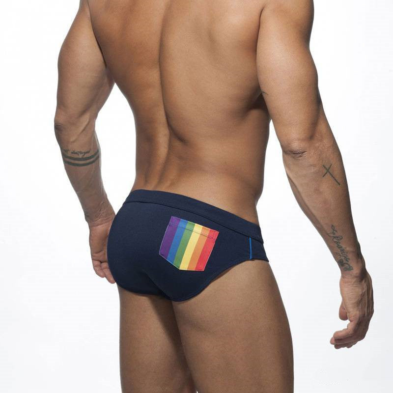 Rainbow Pocket Swim Briefs Sexy Aggressive Low-waisted Men