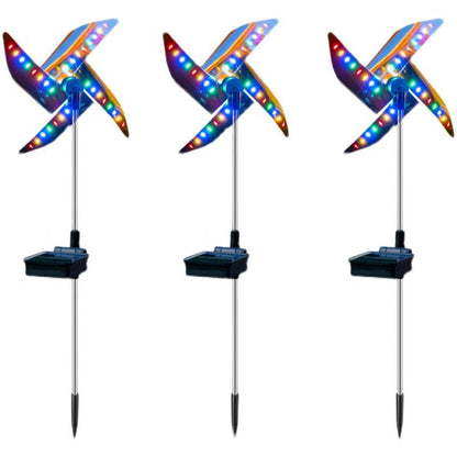 Summer Home Vacation - Led Solar Wind Spinner Light Garden Path Outdoor Yard Pinwheels Windmill Decor