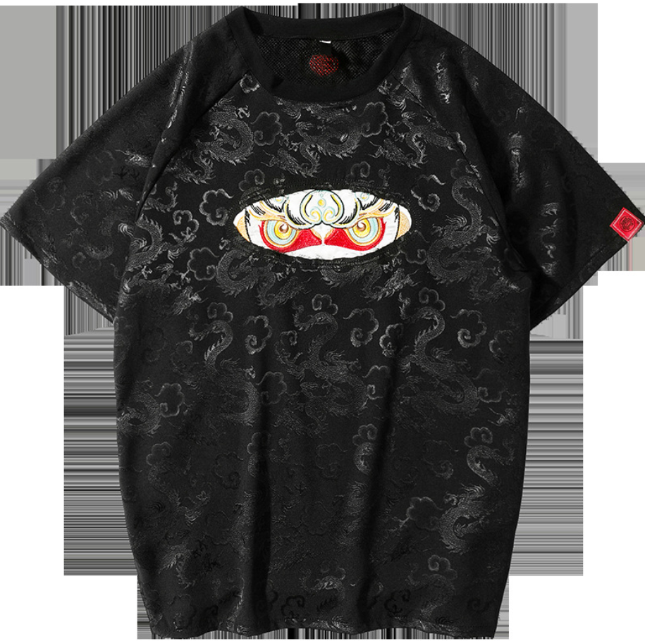 Embroidered Sun Wukong Retro Dragon T-Shirt