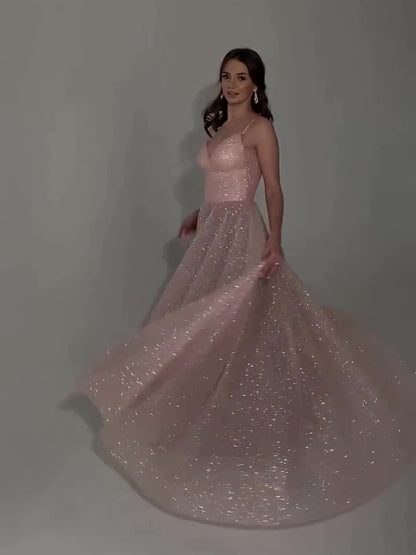 Sequined Backless Evening Dress - Elegant Design