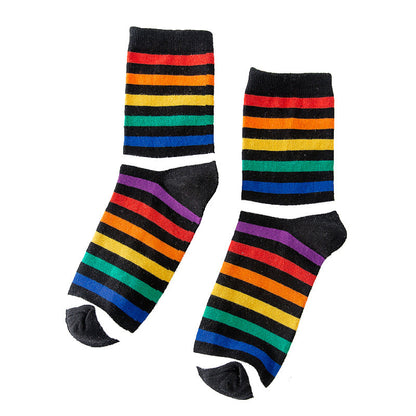 Autumn and winter new ladies in the tube socks candy-colored pinstripes cotton street skateboard tide socks high help women socks