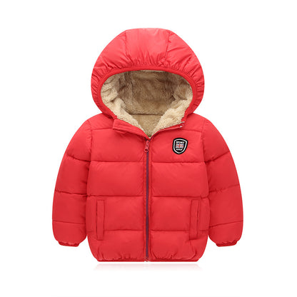 Children's hooded and down padded jacket