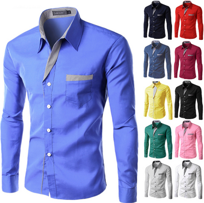 European And American Simple Men's Long Sleeve Shirt