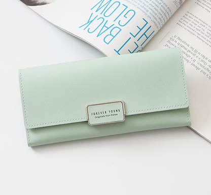 Women's wallet Korean version of the three fold long buckle clasp bag multi-card position pu leather wallet factory direct one generation