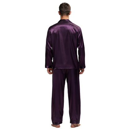 Men's Stain Silk Pajama Set Men Pajamas Silk