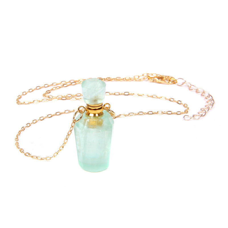 Collier pendentif en cristal de bouteille de parfum