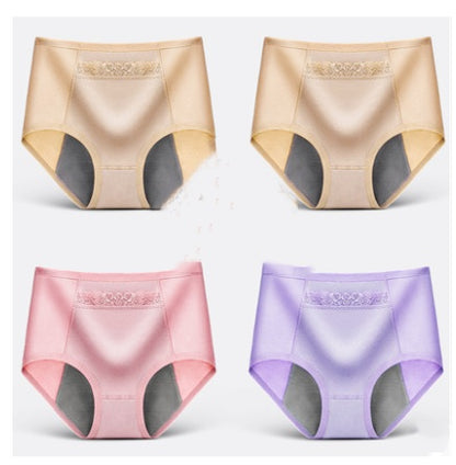 4 Physiological Underwear Women''s Waist Cotton Aunt Menstrual Period Leak-proof Girl Warm  Breathable Triangle Health Pants