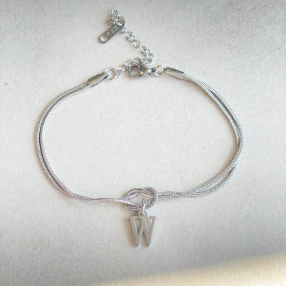Nya bokstaven AZ kärleksknut armband för kvinnor par guldfärg läcker ormkedja berlockarmband rostfritt stål smycken present alla hjärtans dag presenter
