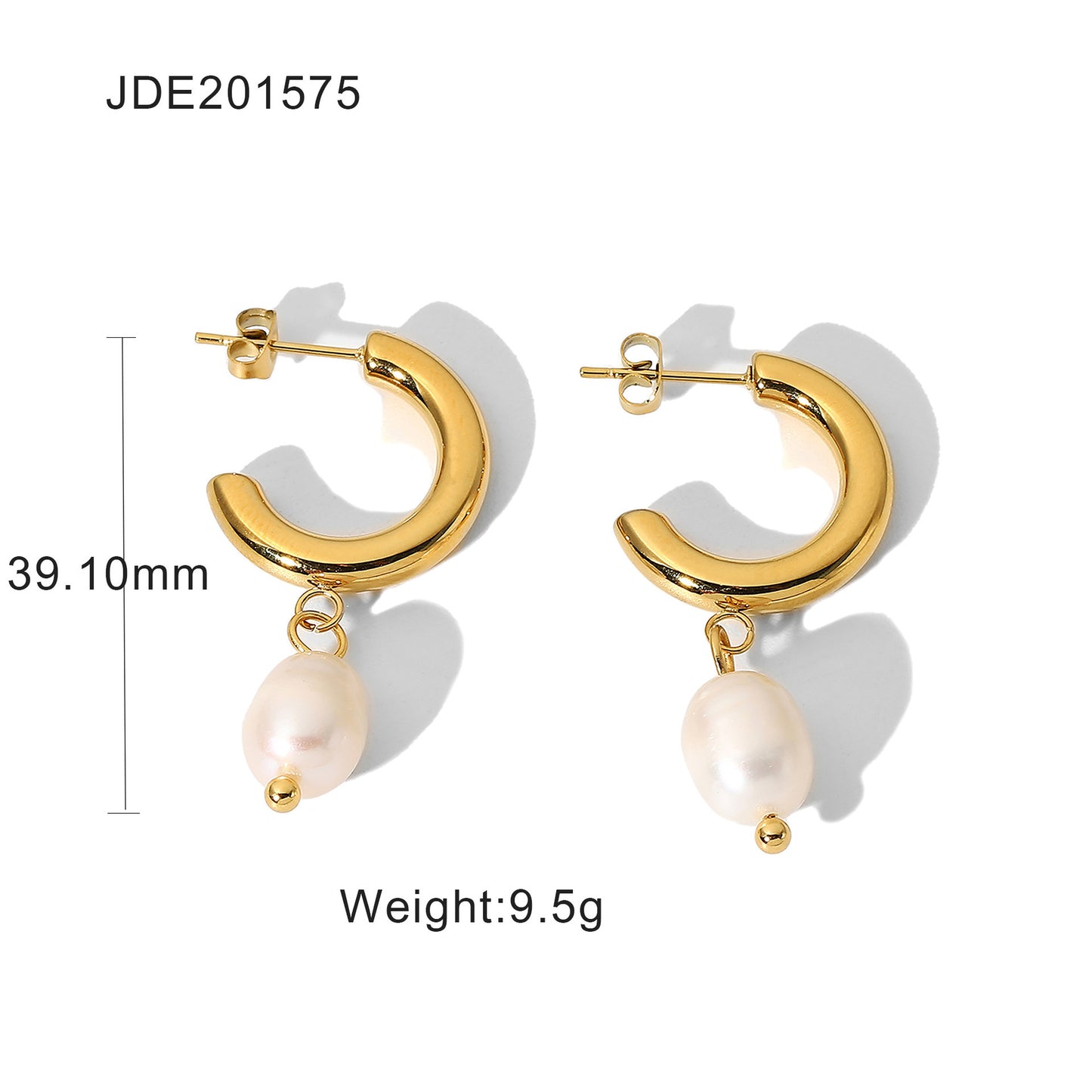 Fashion Personality Pearl 18K Gold Stainless Steel Earrings