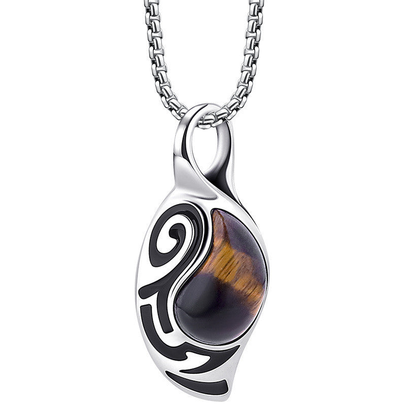 Enkel personlighet Tiger Eye Stone herrhalsband