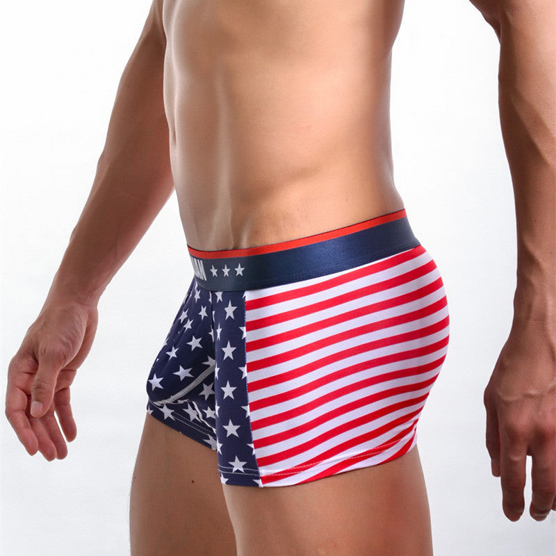 American flag printed ribbed boxers