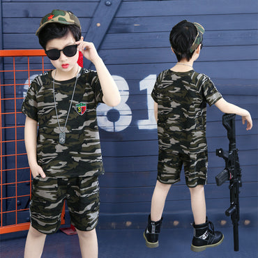 Boys Summer Short Sleeve Camouflage Clothing