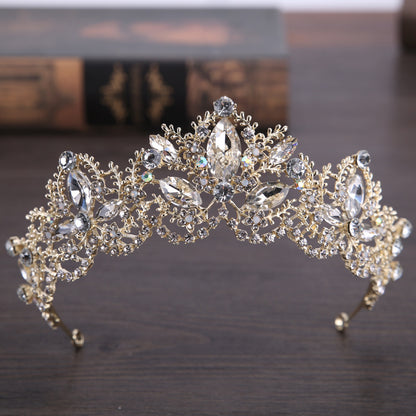 New Fashion Baroque Luxury Crystal AB Bridal Crown Tiara Light Gold Tiara Tiaras for Women Bride Hair Wedding Accessories