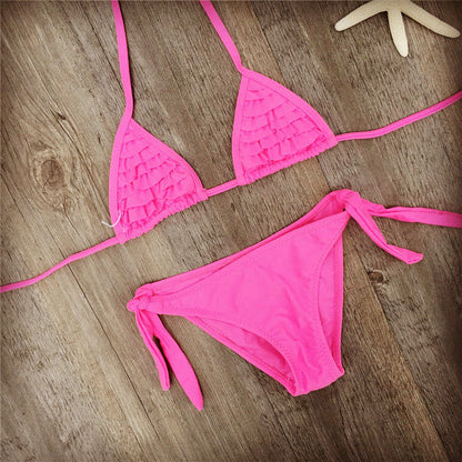 Multiple flounces bikini bathing suit for girls children