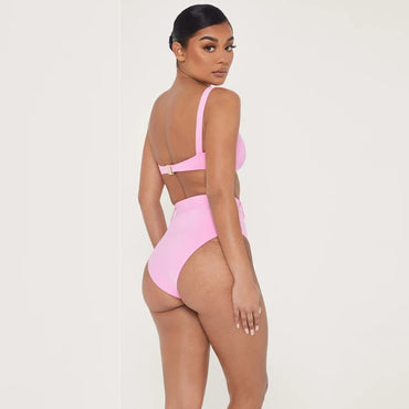 Solid color high waist sexy imitation diamond bikini