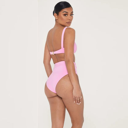 Solid color high waist sexy imitation diamond bikini