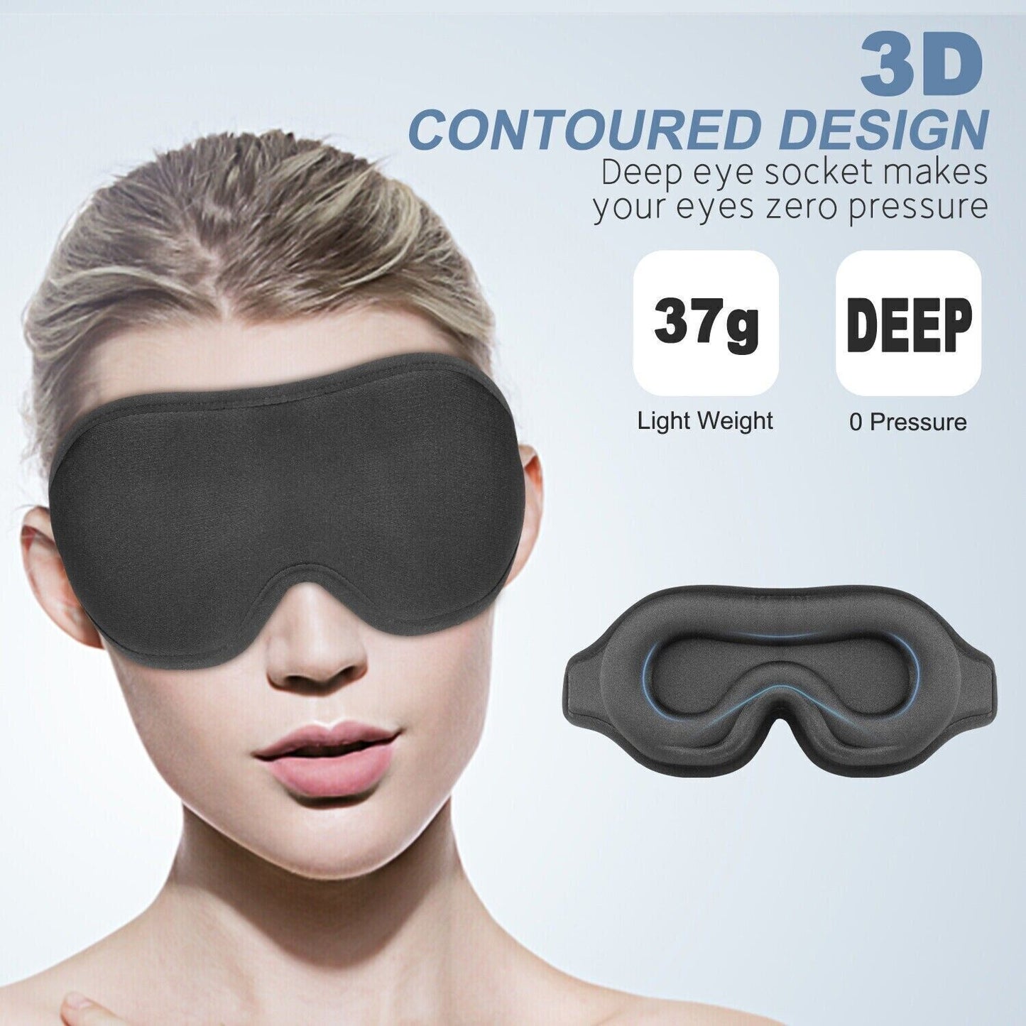 Masque de sommeil 3D pour hommes et femmes, masque pour les yeux, bandeau pour dormir, accessoires de voyage