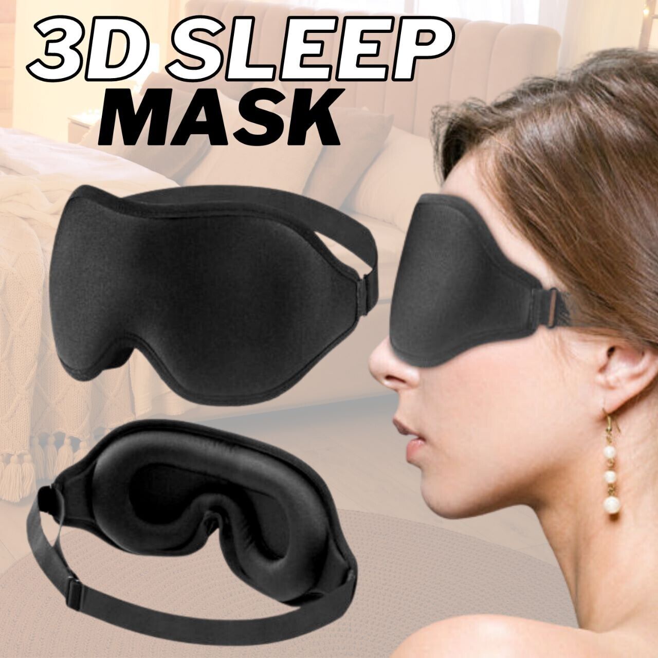 Masque de sommeil 3D pour hommes et femmes, masque pour les yeux, bandeau pour dormir, accessoires de voyage