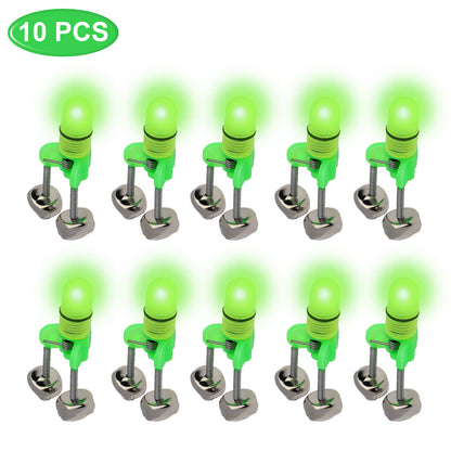 10x LED alarme de morsure d'appât de pêche de nuit double 2 cloches tige lumineuse pointe Clip anneau d'alerte