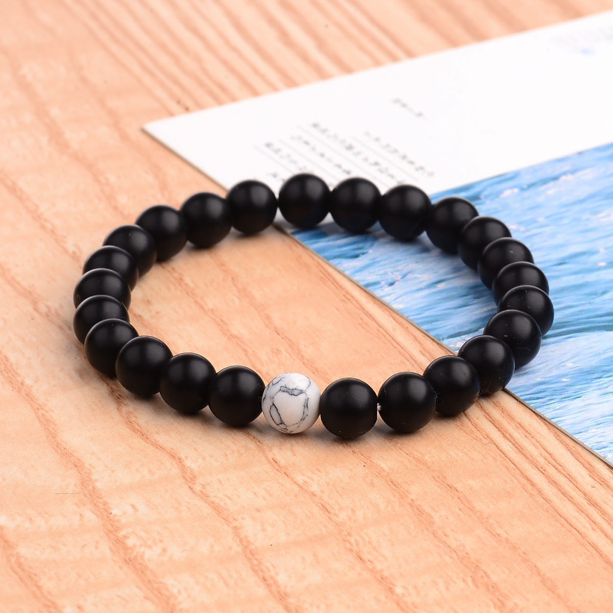 Natural stone couple distance bracelet