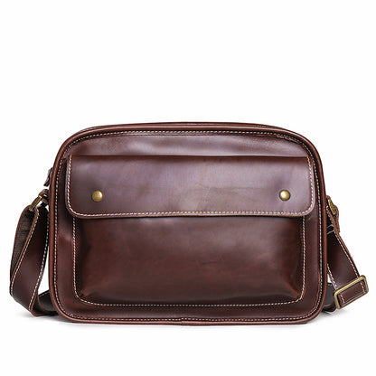 Men's Real-leather Bag Cowhide Casual Simple Shoulder