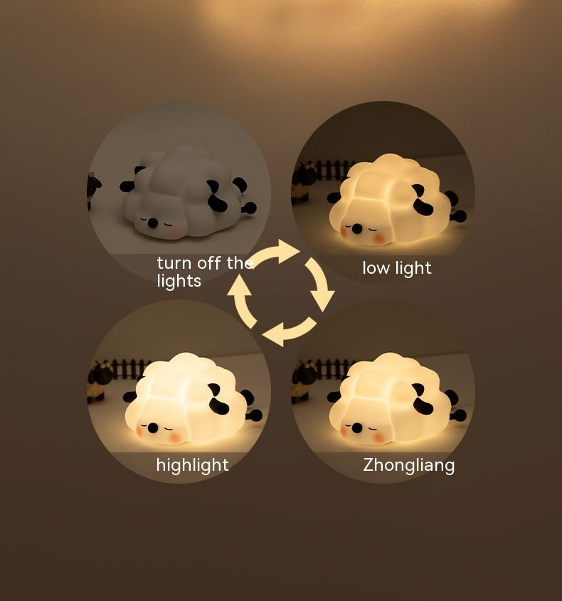 Cute Silicone Night Lights Sheep Cartoon Bedroom Lamp For Children's Room Decor Rechargeable Timing Dimming Sleep Night Light