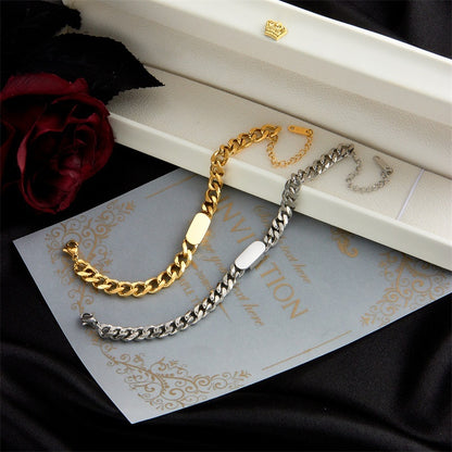 All-match Gold Titanium Steel Hip Hop Women Men Chunky Necklace