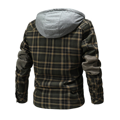 Hommes veste chaude doublure polaire bûcheron Plaid vestes à capuche bouton pression