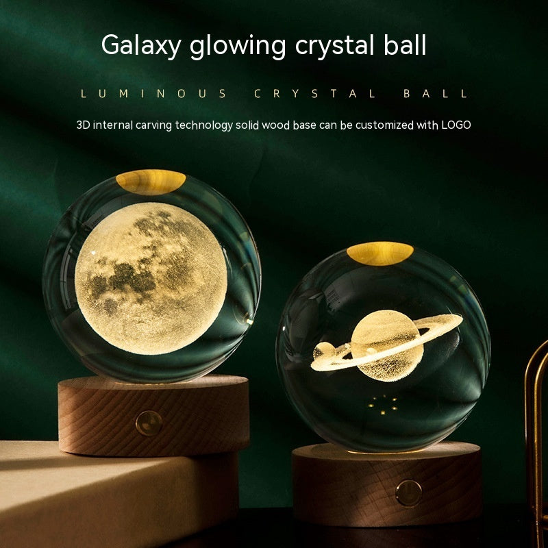 Luminous Galaxy Crystal Ball Decoration 3D Laser Inner Carving