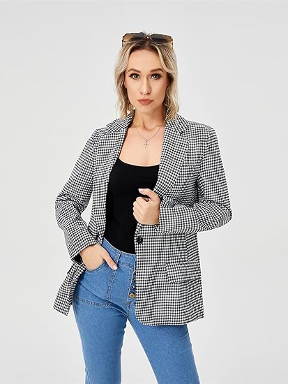 Womens Casual Blazer Jacket  Long Sleeve Work 0ffice Blazer Lapel  Jacket