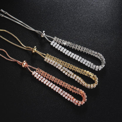 Mode Dubbelrad Zirkonarmband För Damer Strassarmband