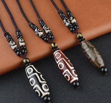 Nine-eyed Dzi Beaded Chain Men and Women Ethnic Wind Agate Dzi Bead Necklace Sweater Chain Promotional Bracelet