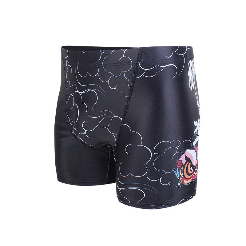 National Style Lion Series Cool Black Men's Swimming Trunks