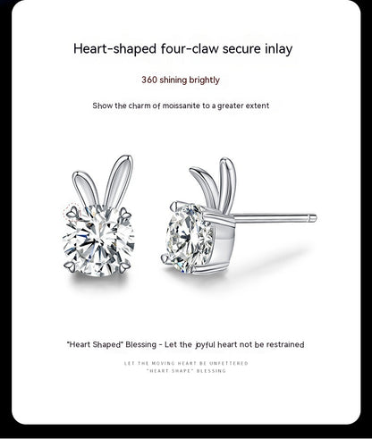 Women's Rabbit Moissanite Sterling Silver Earrings