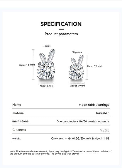 Kvinnors kanin Moissanite Sterling Silver örhängen