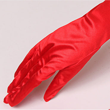 Double-row Beaded Satin Sun Protection Scar Cover Up Oversleeve Bridal Wedding Gloves