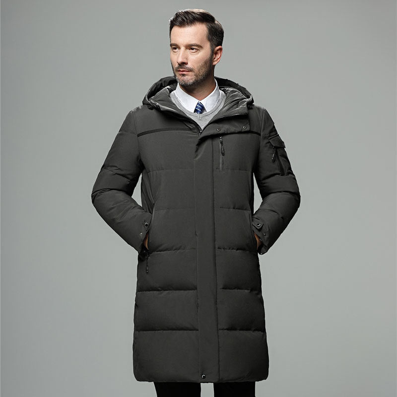 Long padded down jacket for men